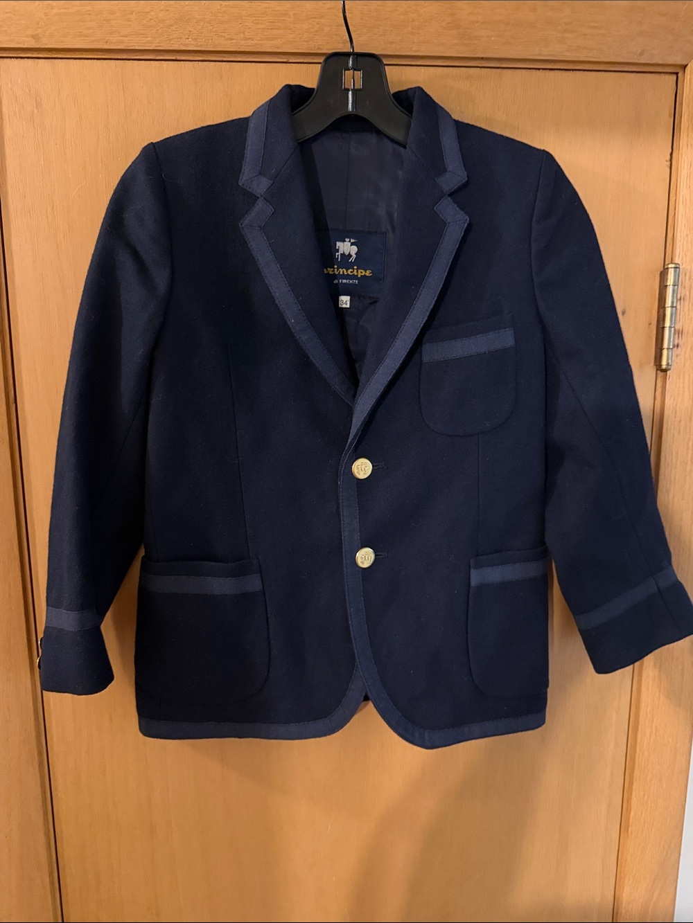 Principe di Firenze Kids Boys Blazer Jacket Wool Navy Blue Size 18-20 XL (34)